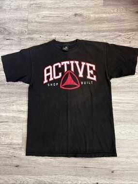 Active Ride Shop Black Tee with Red Active Logo